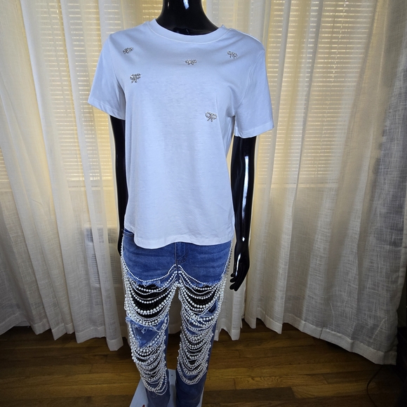 White Embellished T-Shirt - Picture 13 of 16